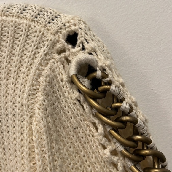 MICHELLE MASON Chain-embellished Ribbed Cotton And Wool-blend Sweater In Ivory - Picture 7 of 10